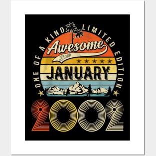 Awesome Since January 2002 Vintage 21st Birthday Posters and Art